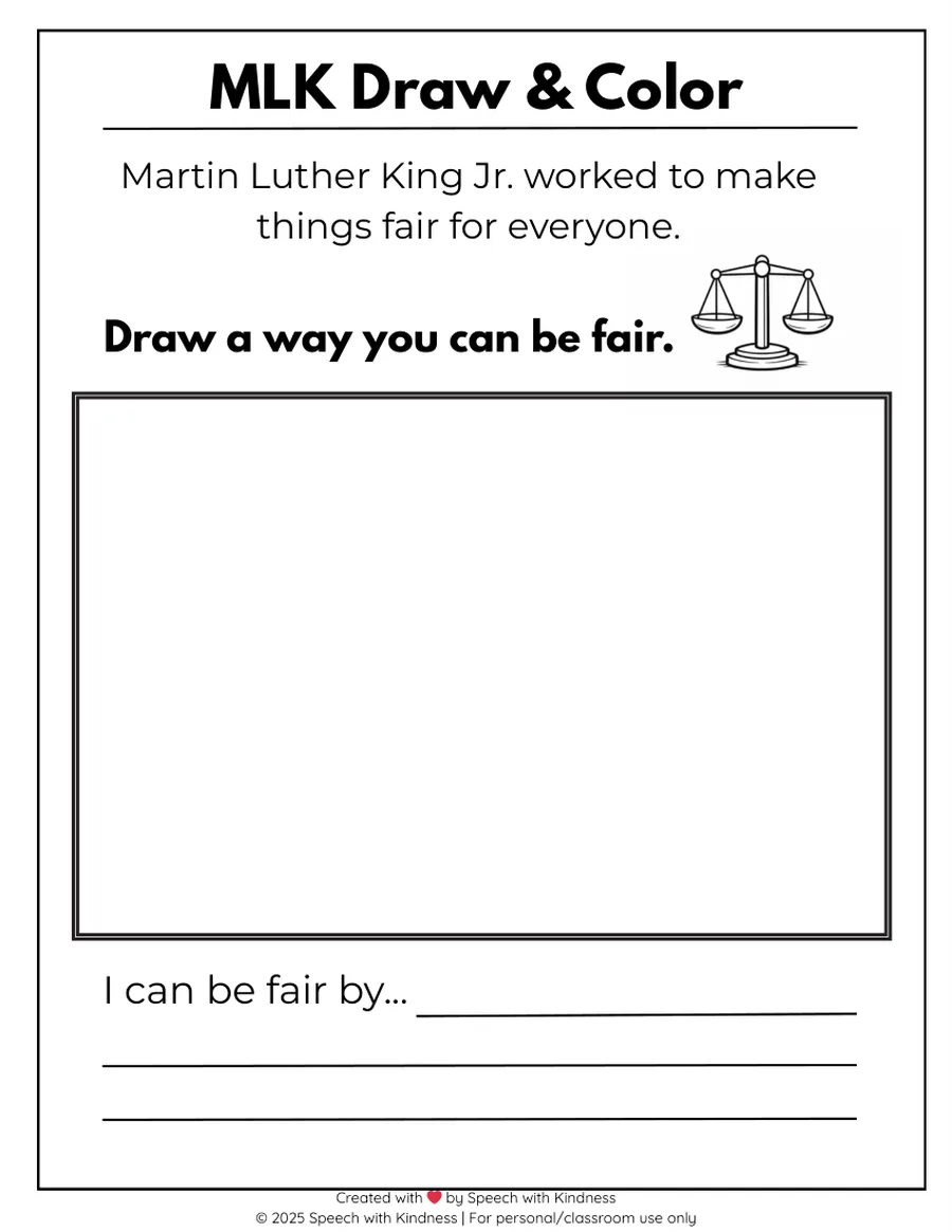 Black-and-white page, draw a way you can be helpful and finish a sentence.
