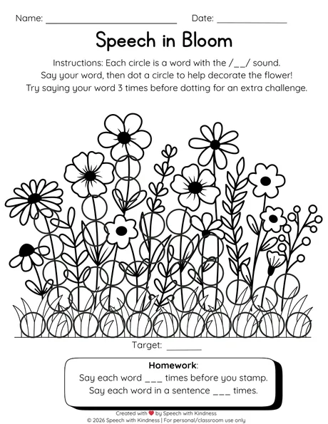Black-and-white dot page, dot circles to decorate a flower meadow.