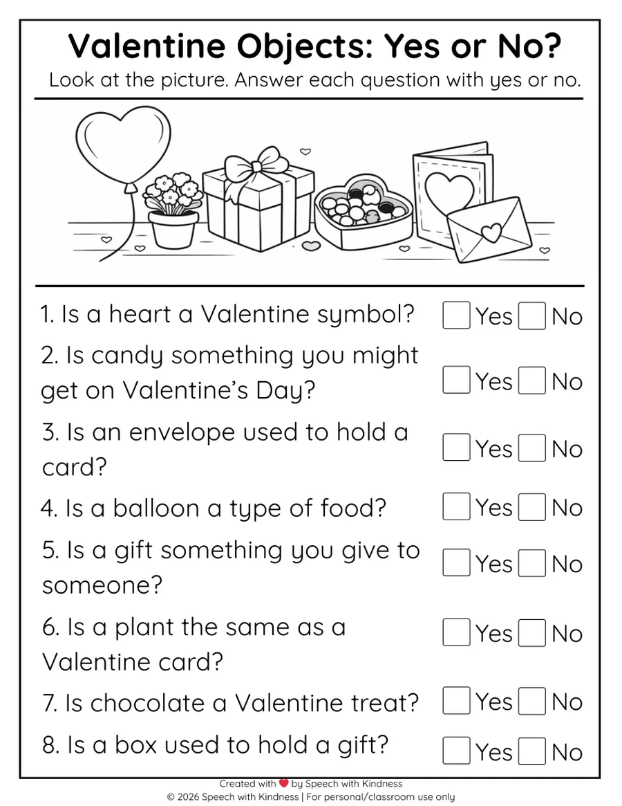 Black-and-white yes-or-no page, eight use-and-function questions.