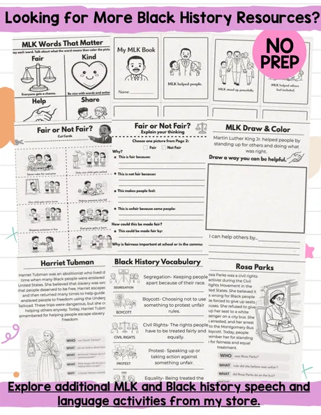 Black-and-white overview of the related MLK and Black History pages.