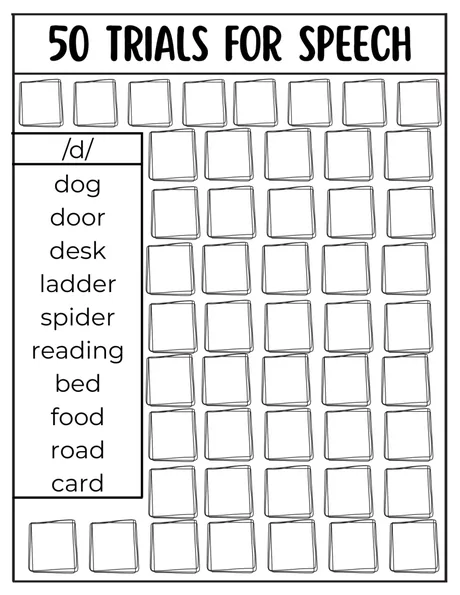 Black-and-white fifty-trial tracking grid for /d/ words.