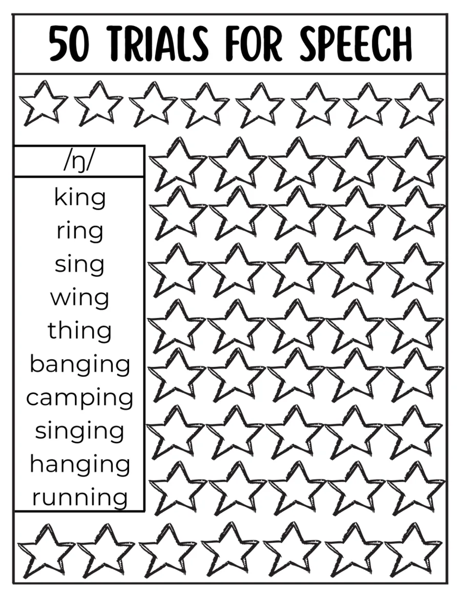Black-and-white fifty-trial star grid for velar words.