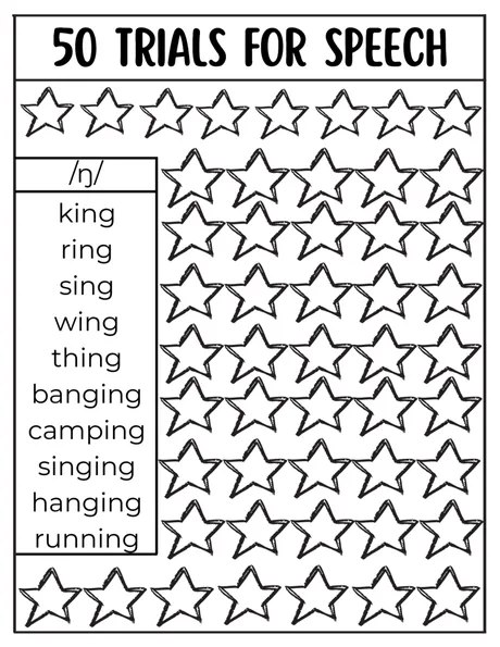 Black-and-white fifty-trial star grid for velar words.