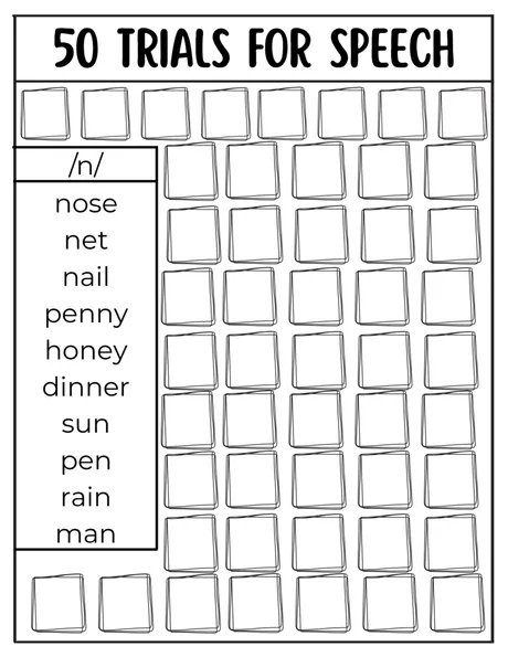 Black-and-white fifty-trial tracking grid for /n/ words.