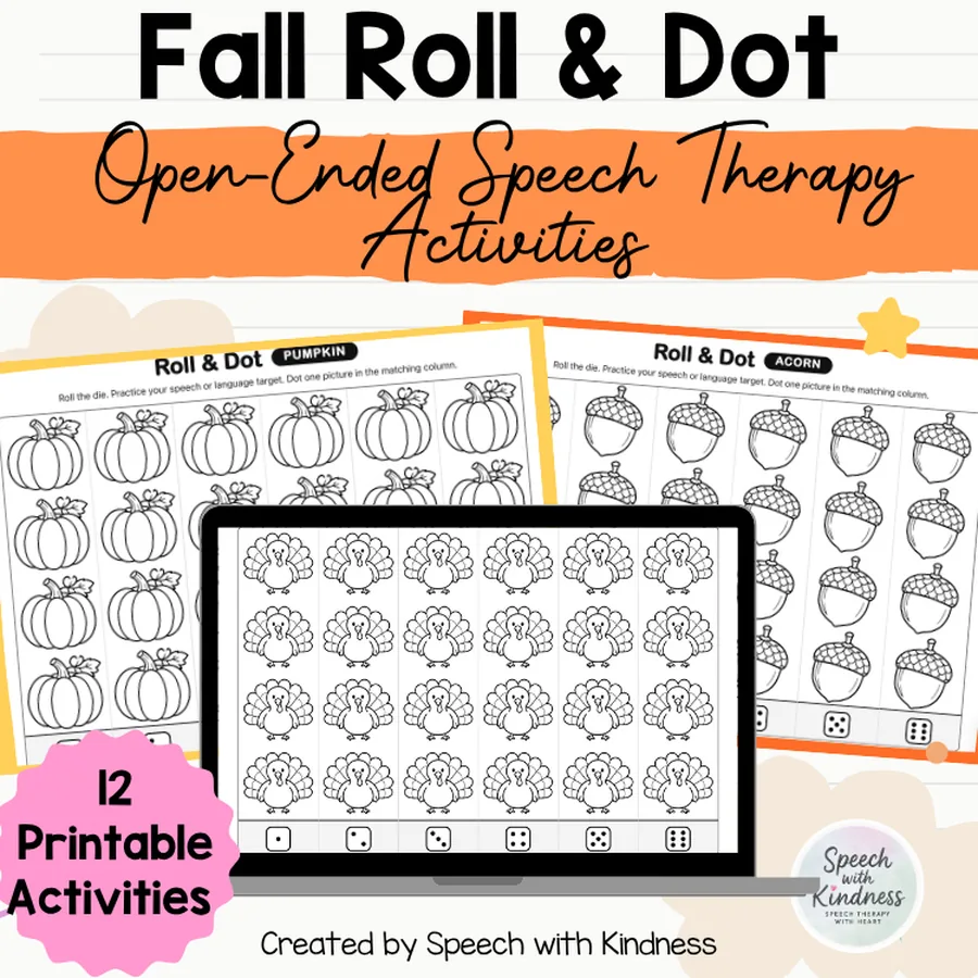 Badged 12 printable activities across pumpkin and scarecrow grids.