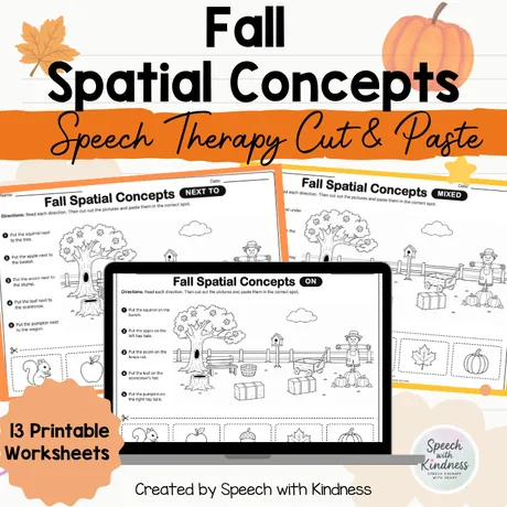 Badged 13 printable worksheets, cut-and-paste orchard scenes.