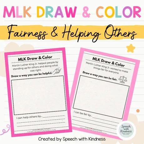 Two prompts: draw a way you can be helpful, and a way you can be fair.