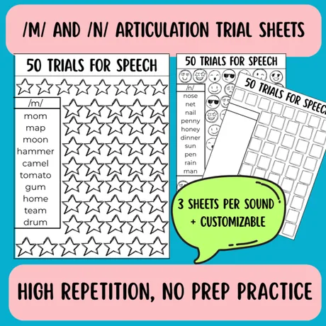 Three sheets per sound, customisable, built for high-repetition practice.