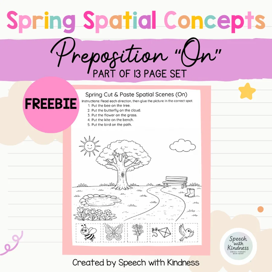 Covers the preposition on; part of a 13-page set.