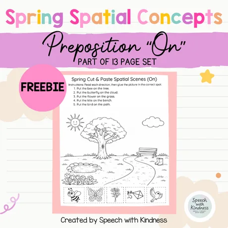 Covers the preposition on; part of a 13-page set.