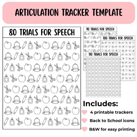 Trackers running 80, 90, 100 and 110 trials, black and white for easy printing.
